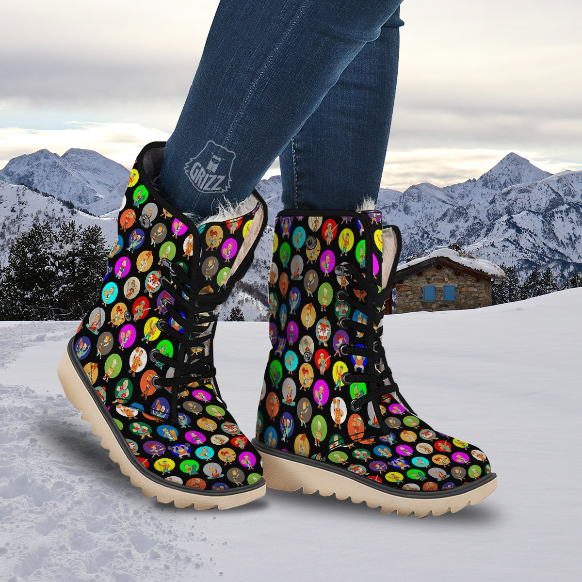 Sport Colorful Print Pattern Snow Boots-grizzshop