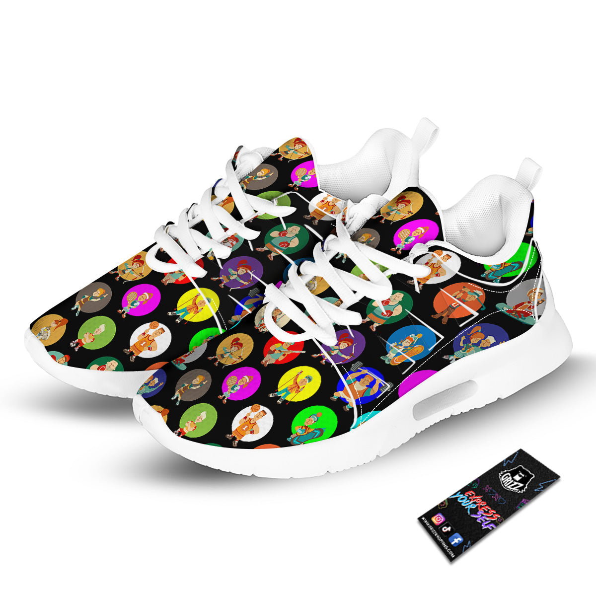Sport Colorful Print Pattern Tennis Shoes-grizzshop