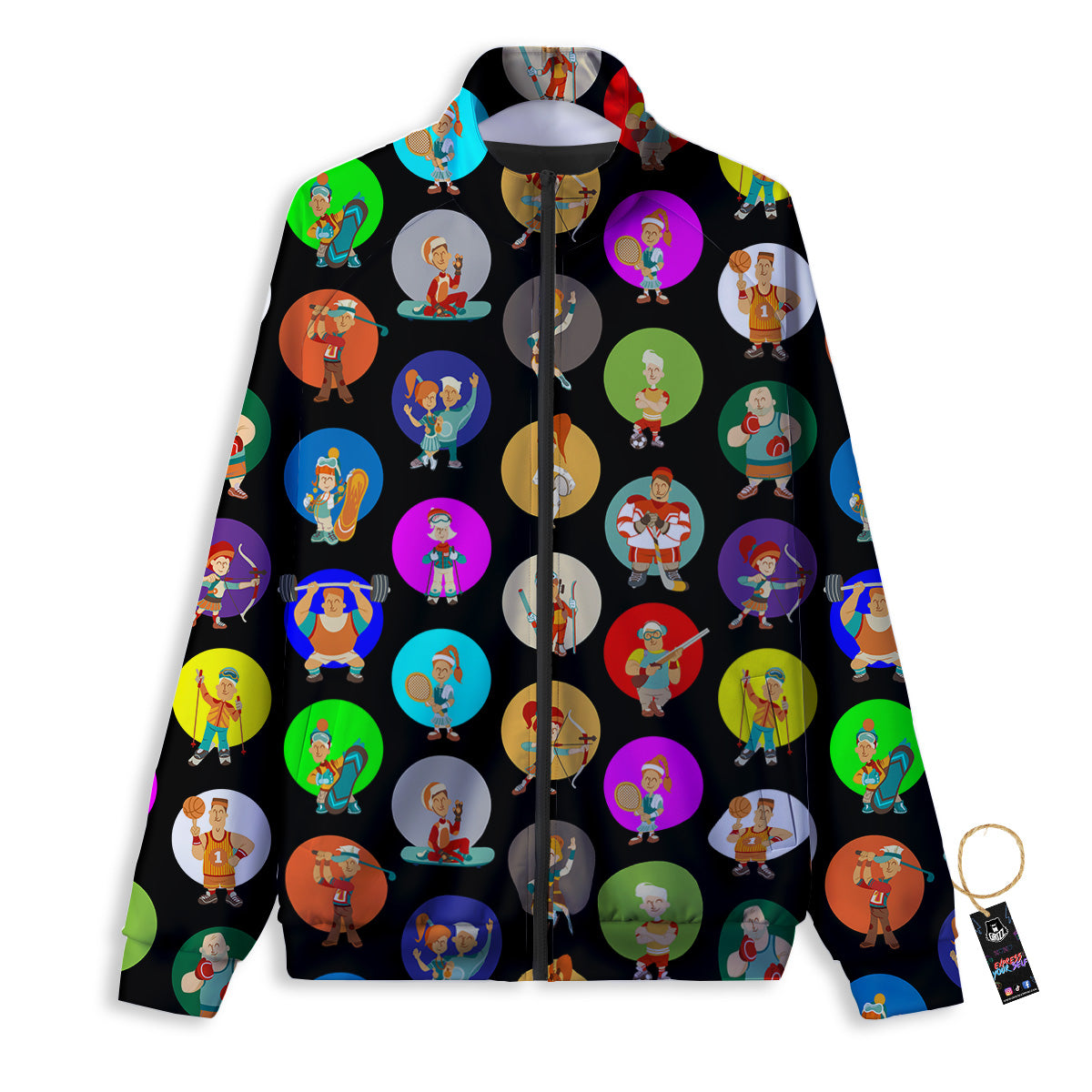 Sport Colorful Print Pattern Track Jacket-grizzshop