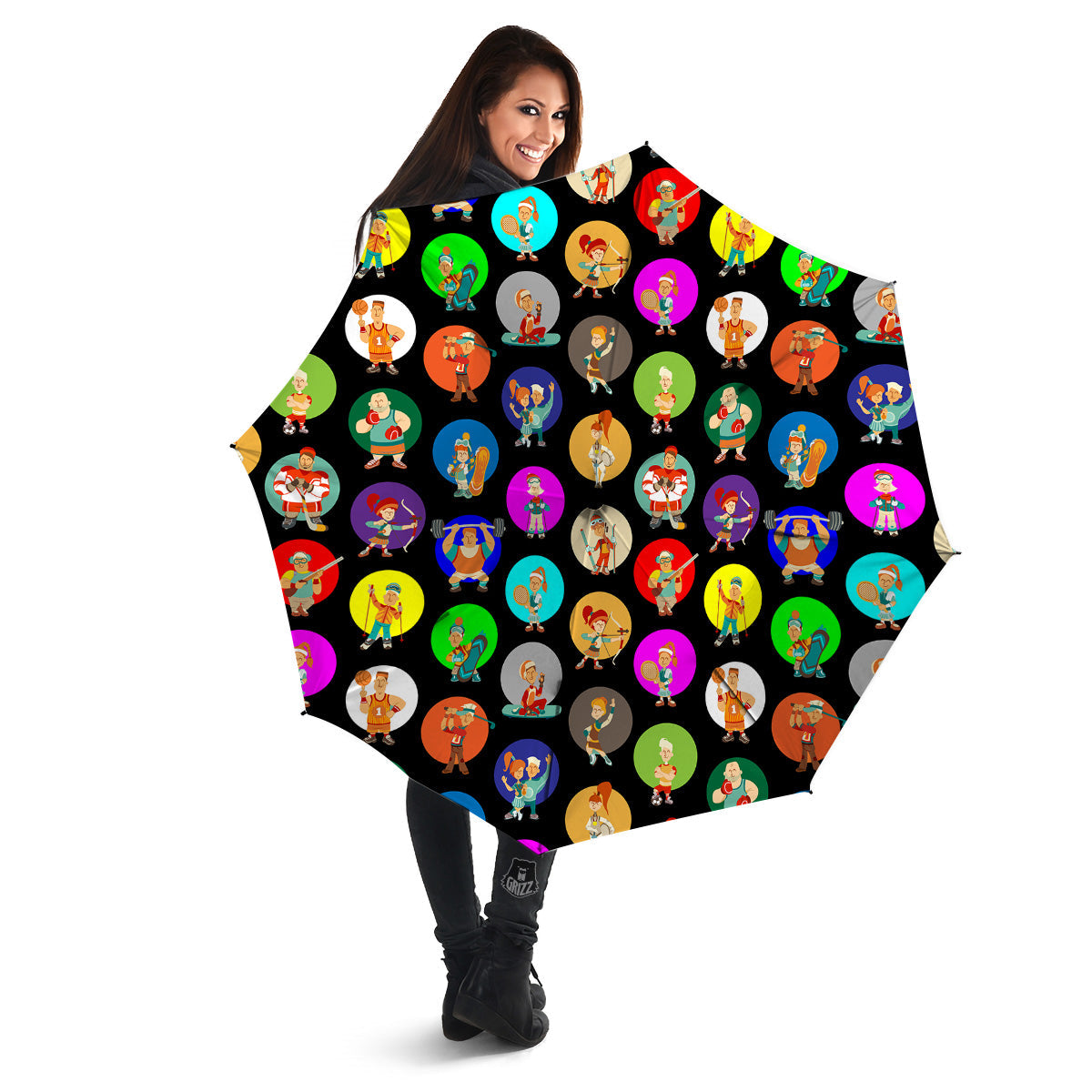 Sport Colorful Print Pattern Umbrella-grizzshop