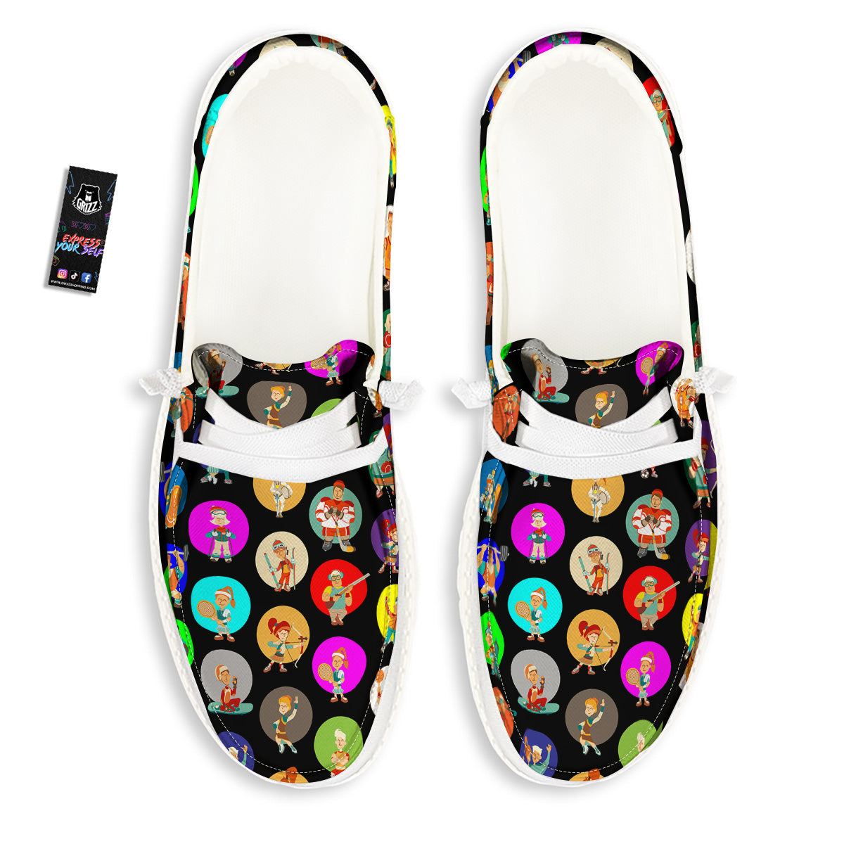 Sport Colorful Print Pattern White Loafers-grizzshop