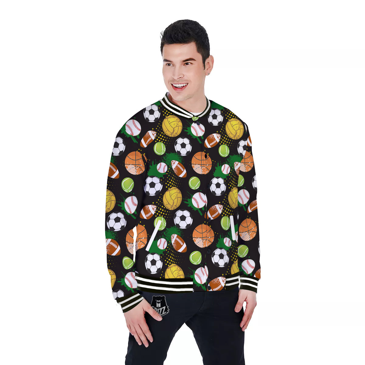 Sport Equipment Print Pattern Baseball Jacket-grizzshop