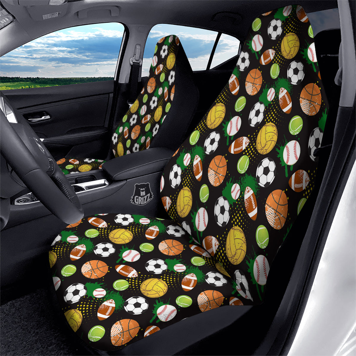 Sport Equipment Print Pattern Car Seat Covers-grizzshop