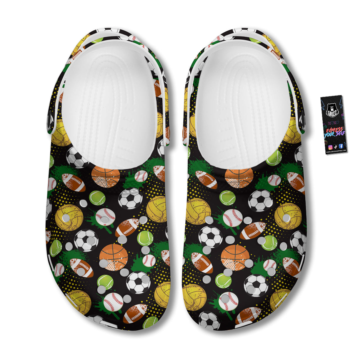 Sport Equipment Print Pattern Clog-grizzshop