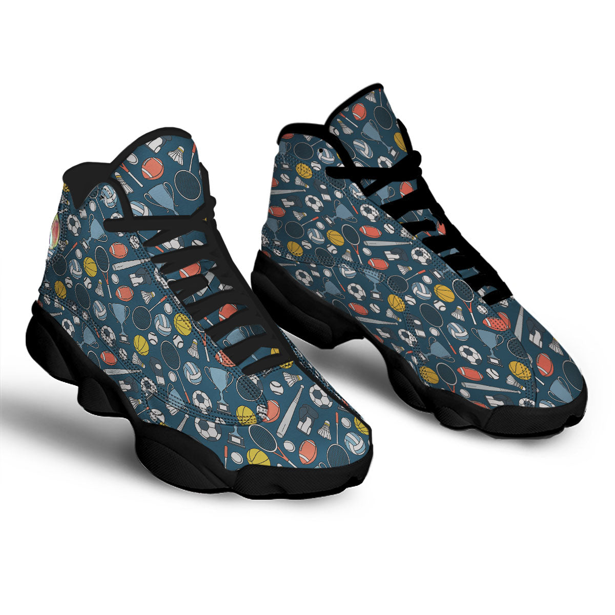Sport Lacrosse Print Pattern Black Basketball Shoes-grizzshop