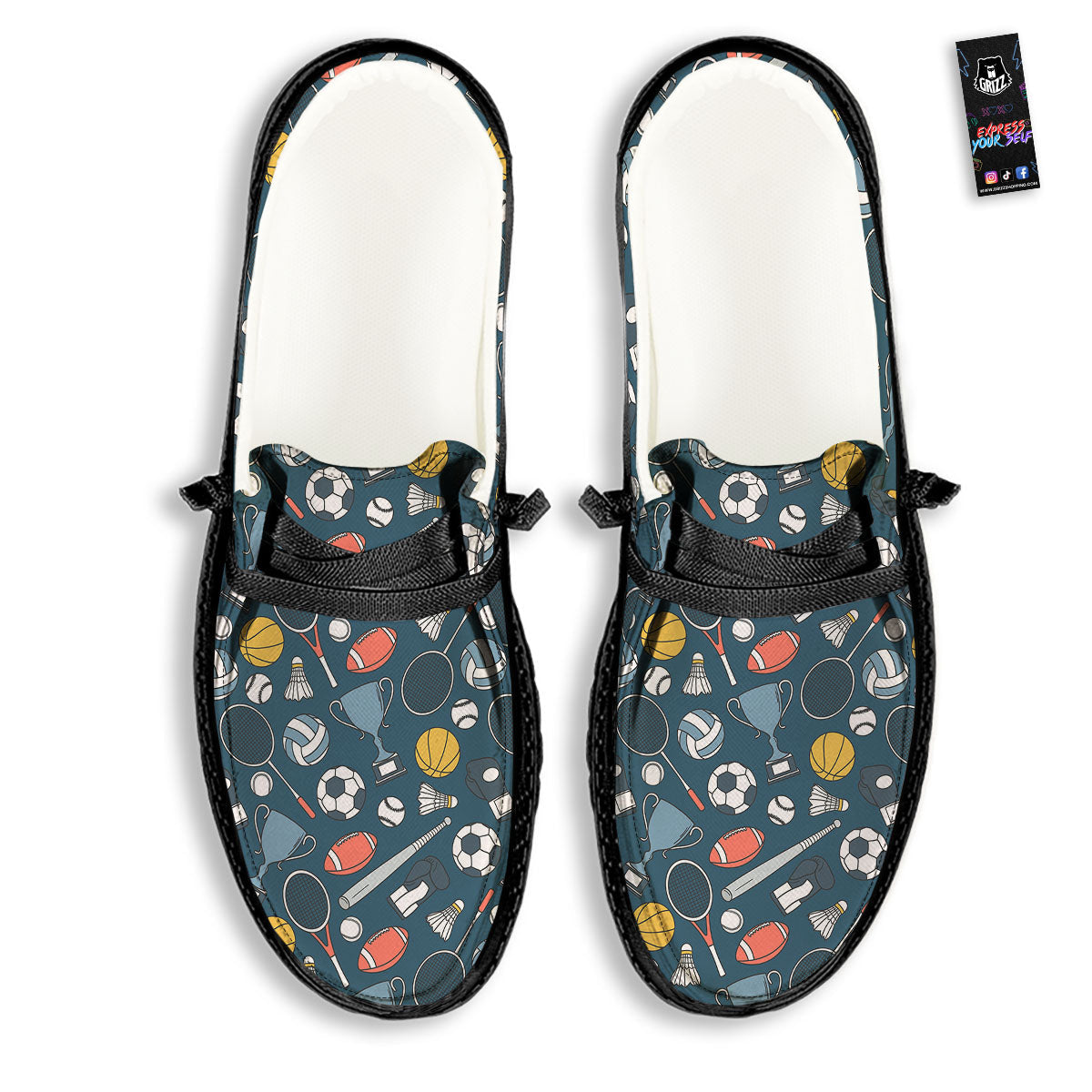 Sport Lacrosse Print Pattern Black Loafers-grizzshop