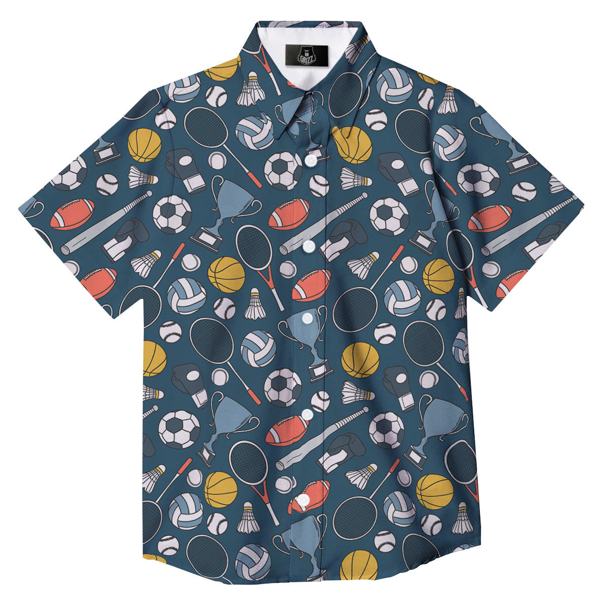 Sport Lacrosse Print Pattern Button Up Shirt-grizzshop