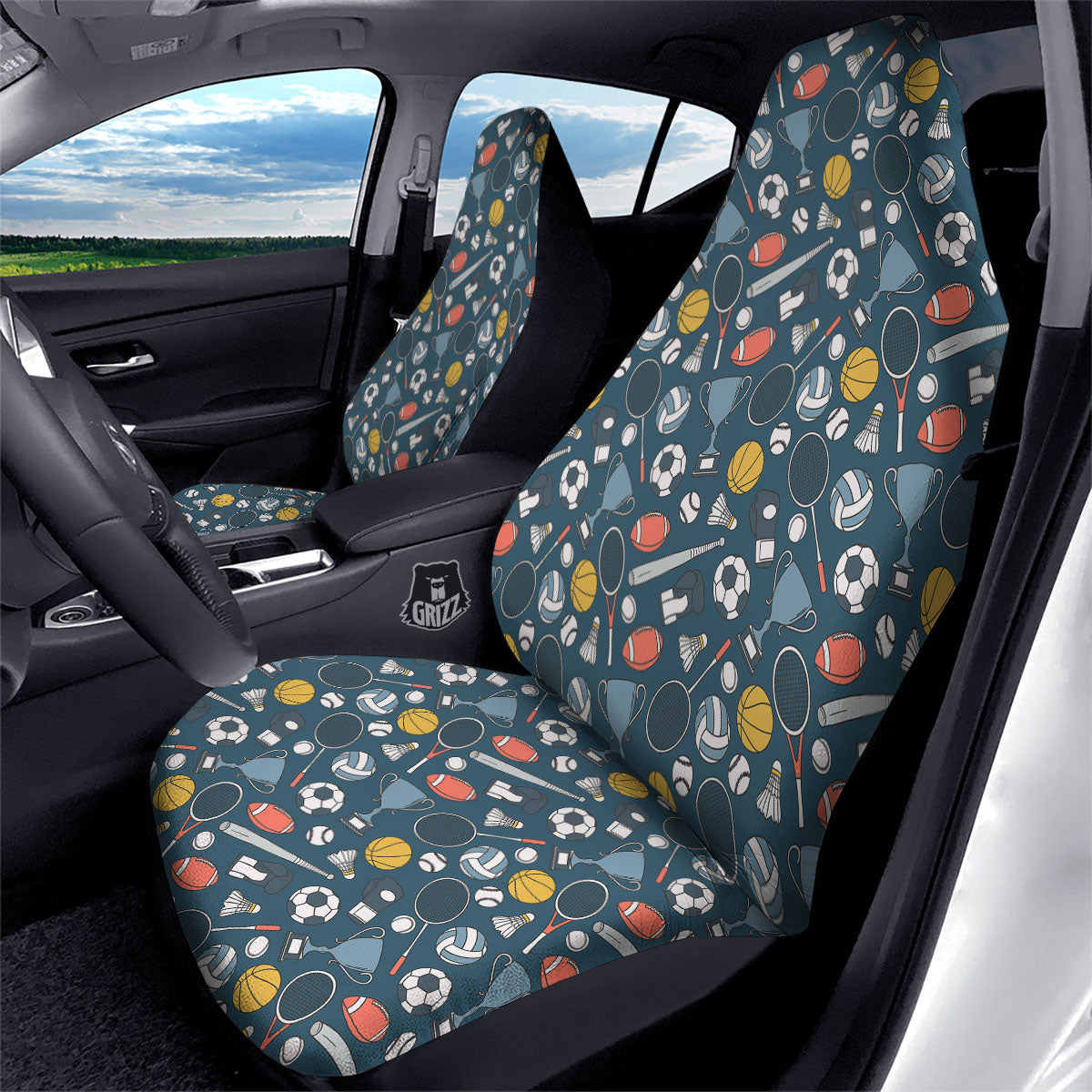 Sport Lacrosse Print Pattern Car Seat Covers-grizzshop
