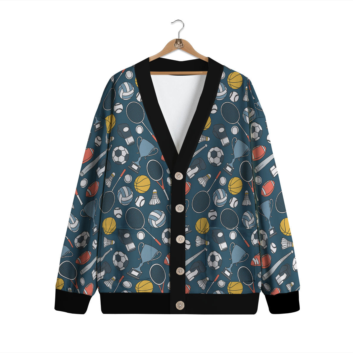 Sport Lacrosse Print Pattern Cardigan-grizzshop