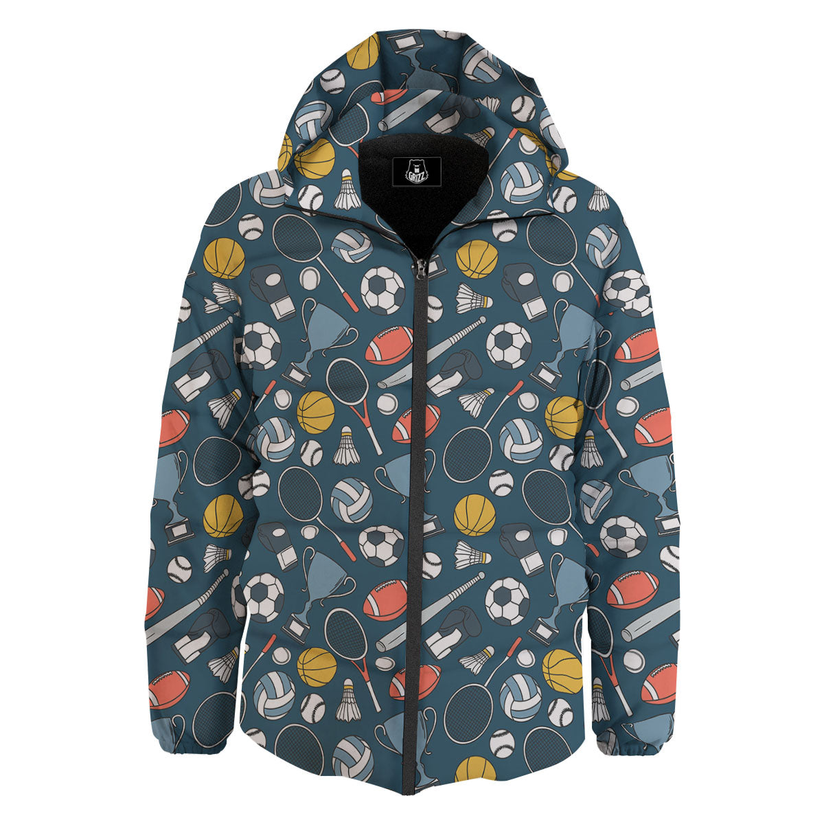 Sport Lacrosse Print Pattern Down Jacket-grizzshop