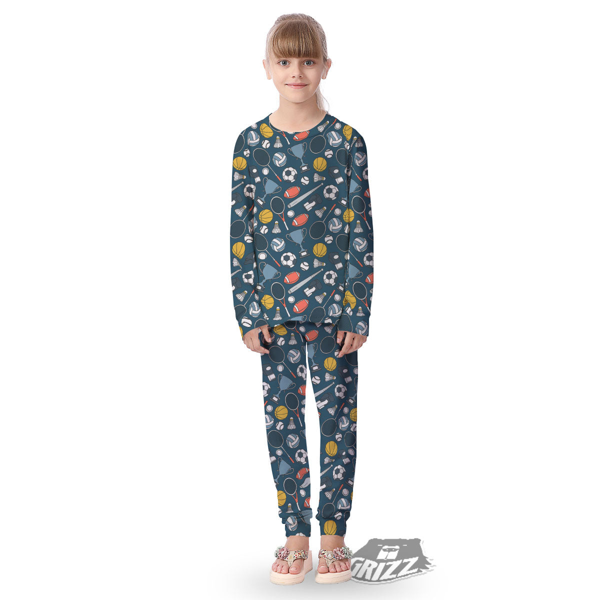 Sport Lacrosse Print Pattern Kid's Pajamas-grizzshop