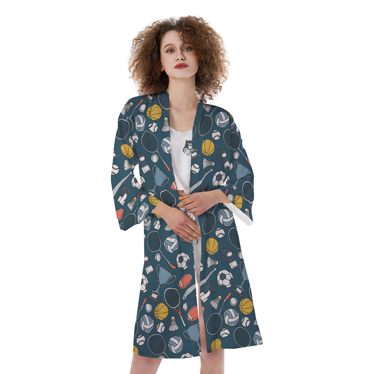 Sport Lacrosse Print Pattern Kimono-grizzshop