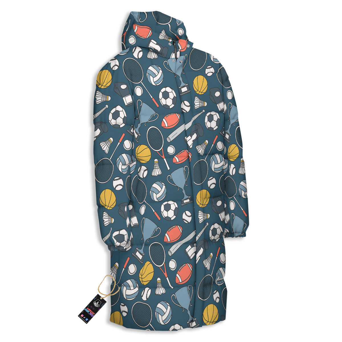 Sport Lacrosse Print Pattern Long Down Jacket-grizzshop