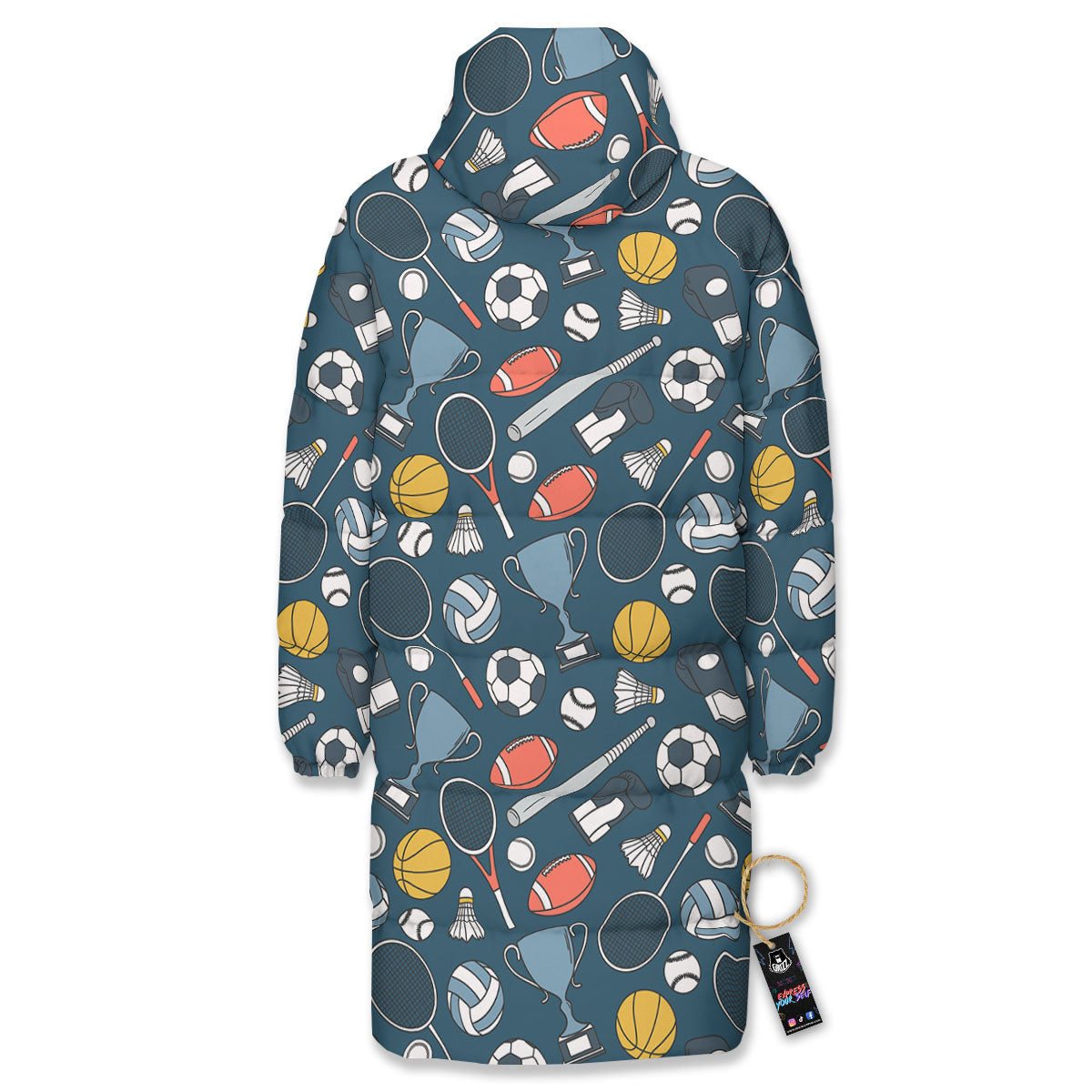 Sport Lacrosse Print Pattern Long Down Jacket-grizzshop
