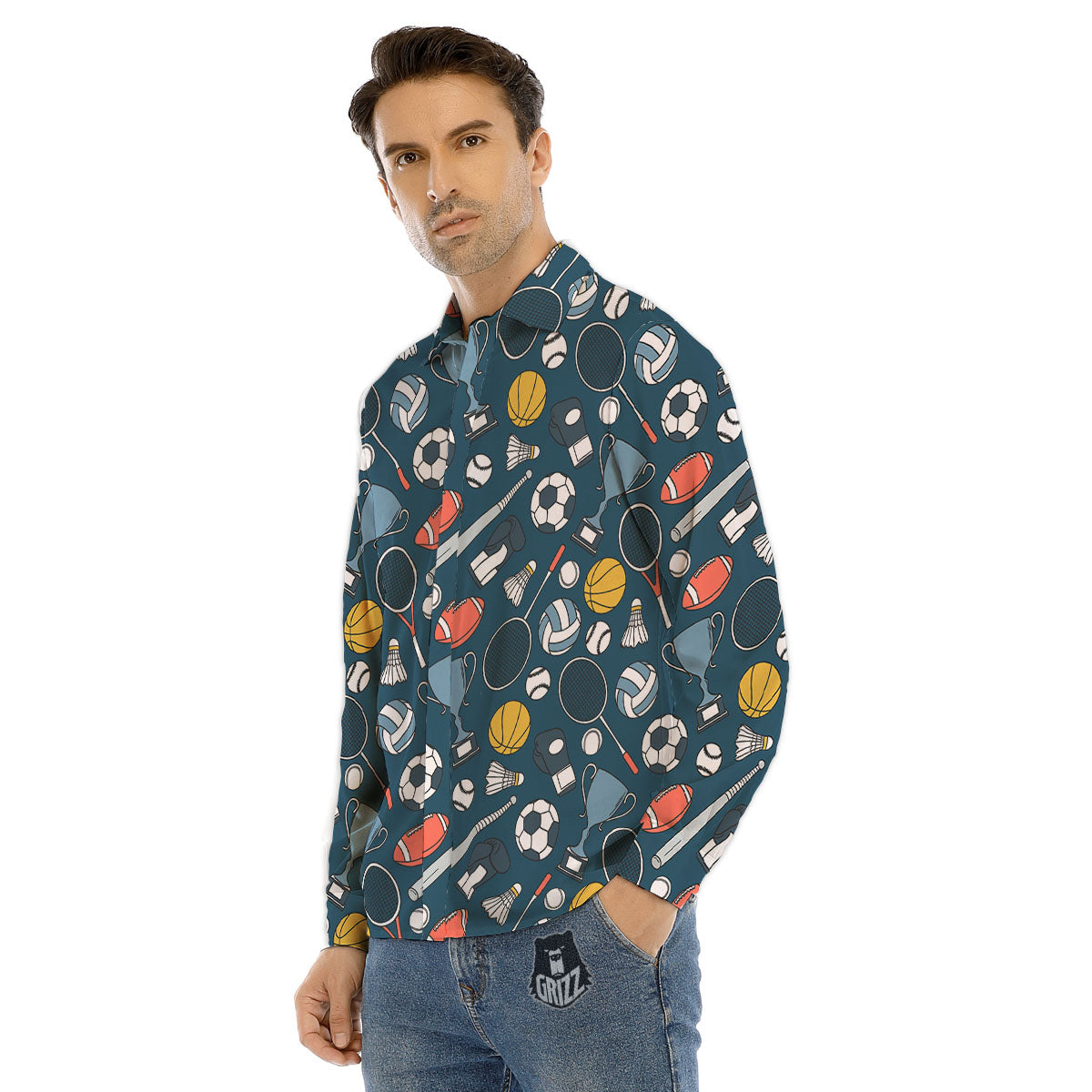 Sport Lacrosse Print Pattern Men's Dress Shirts-grizzshop