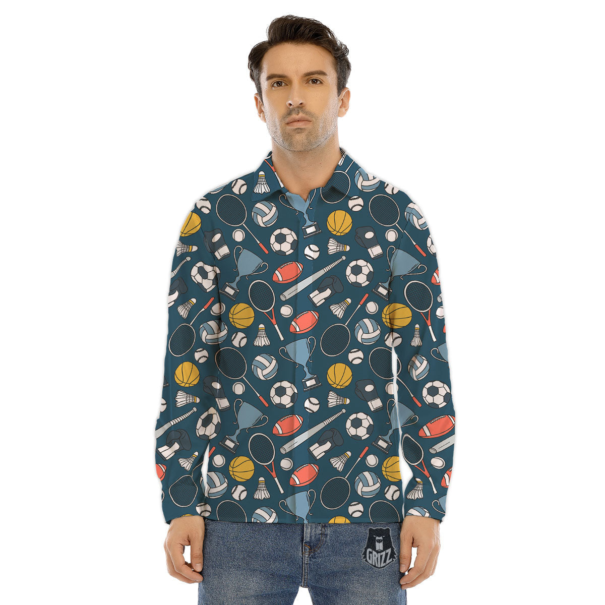 Sport Lacrosse Print Pattern Men's Dress Shirts-grizzshop