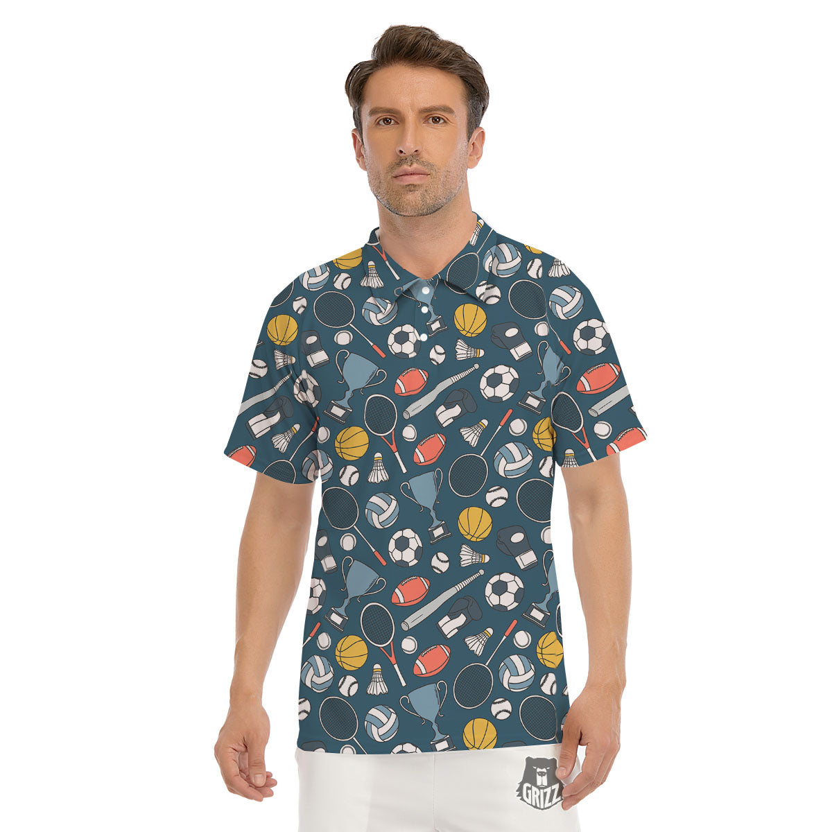 Sport Lacrosse Print Pattern Men's Golf Shirts-grizzshop