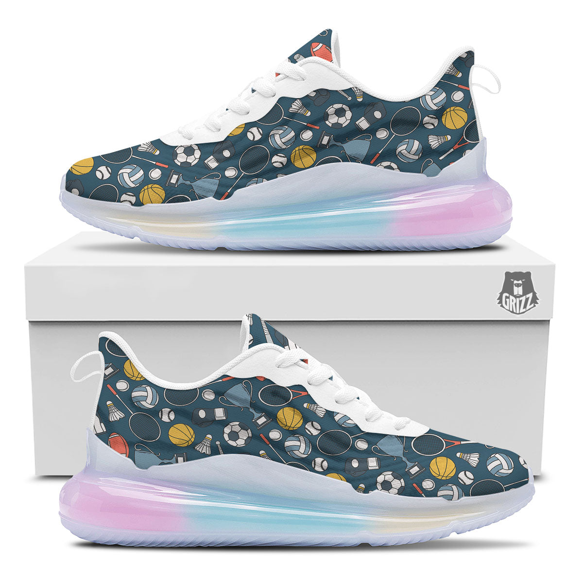 Sport Lacrosse Print Pattern Running Sneakers-grizzshop