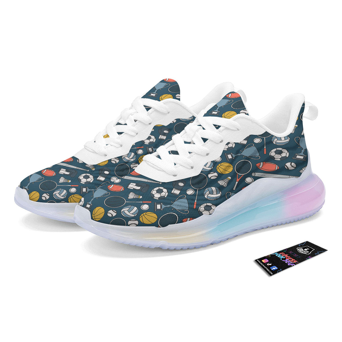 Sport Lacrosse Print Pattern Running Sneakers-grizzshop