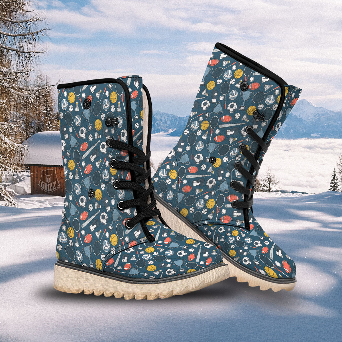 Sport Lacrosse Print Pattern Snow Boots-grizzshop