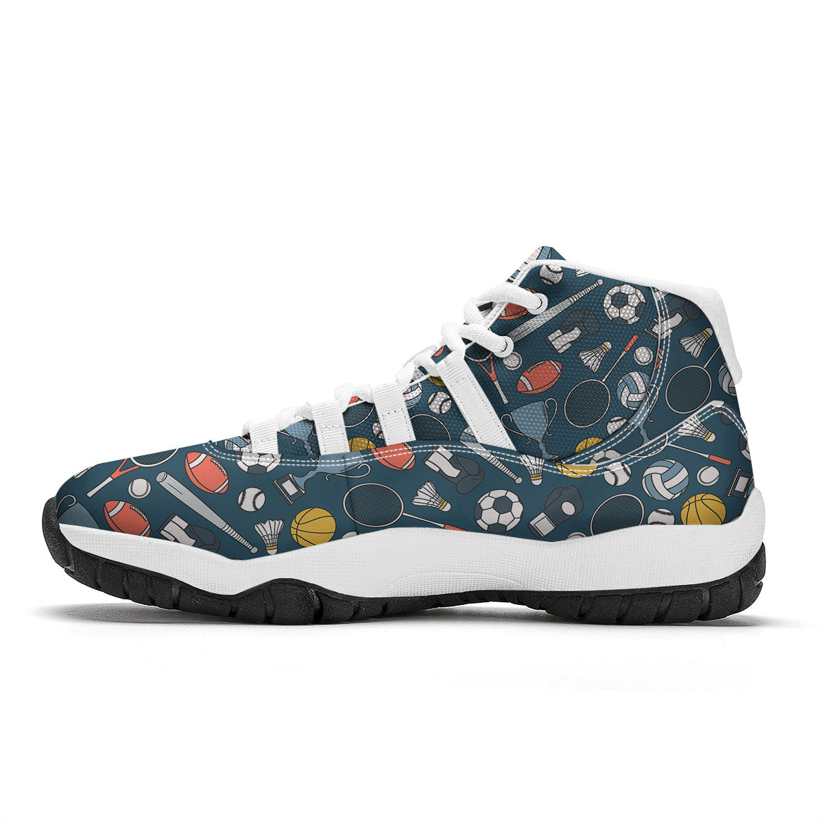Sport Lacrosse Print Pattern White Bball Shoes-grizzshop
