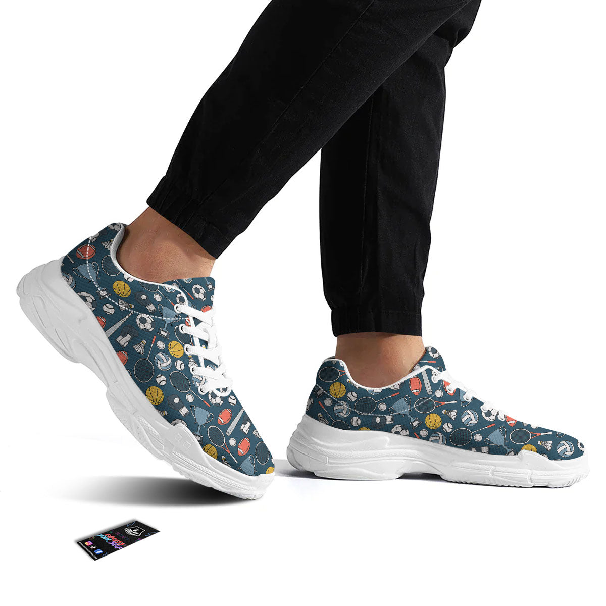 Sport Lacrosse Print Pattern White Chunky Shoes-grizzshop