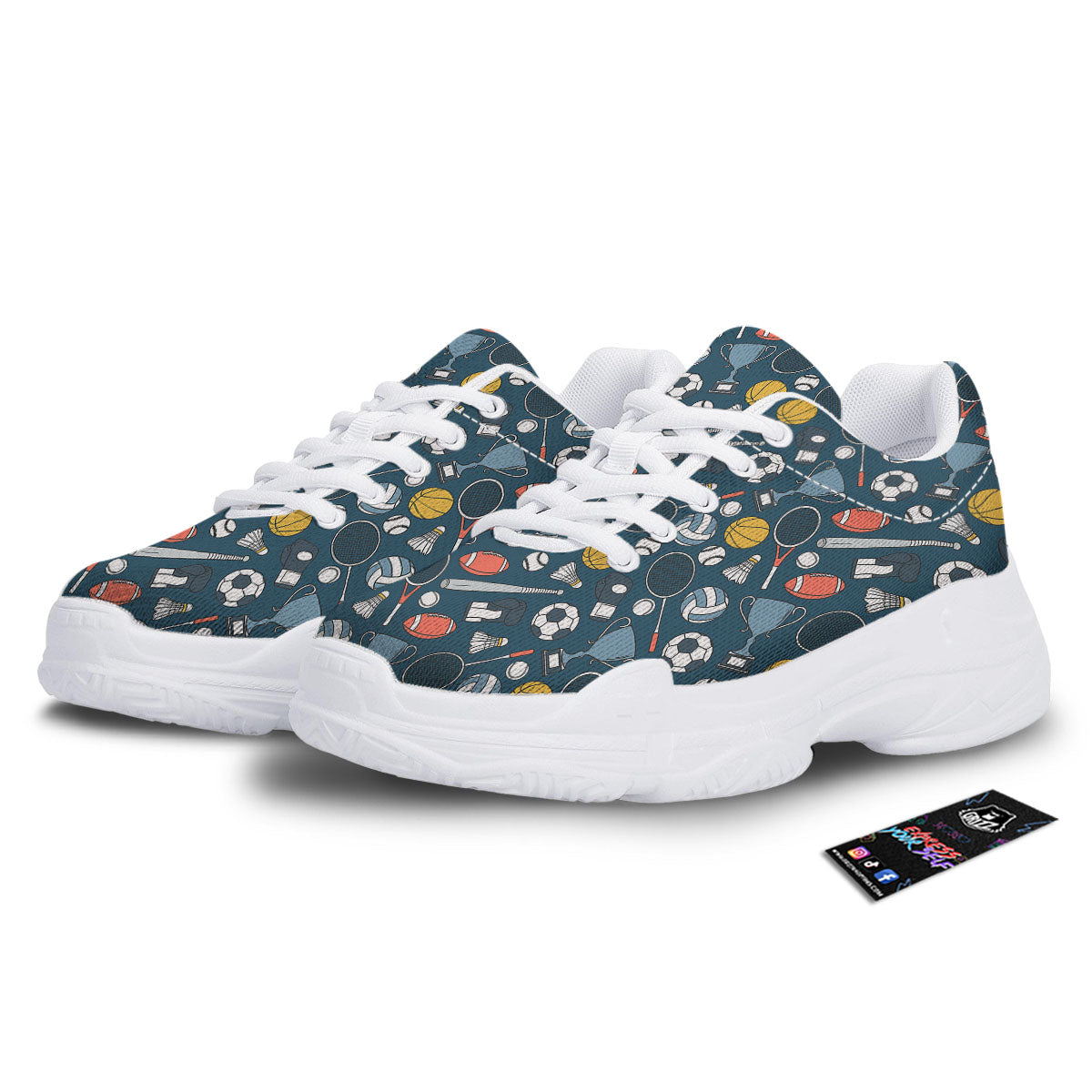 Sport Lacrosse Print Pattern White Chunky Shoes-grizzshop
