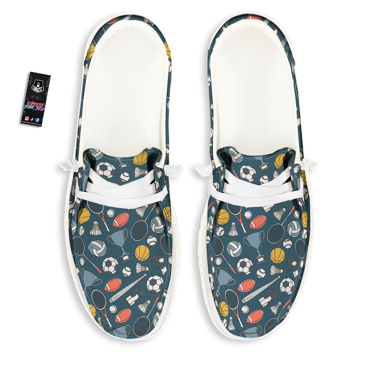 Sport Lacrosse Print Pattern White Loafers-grizzshop