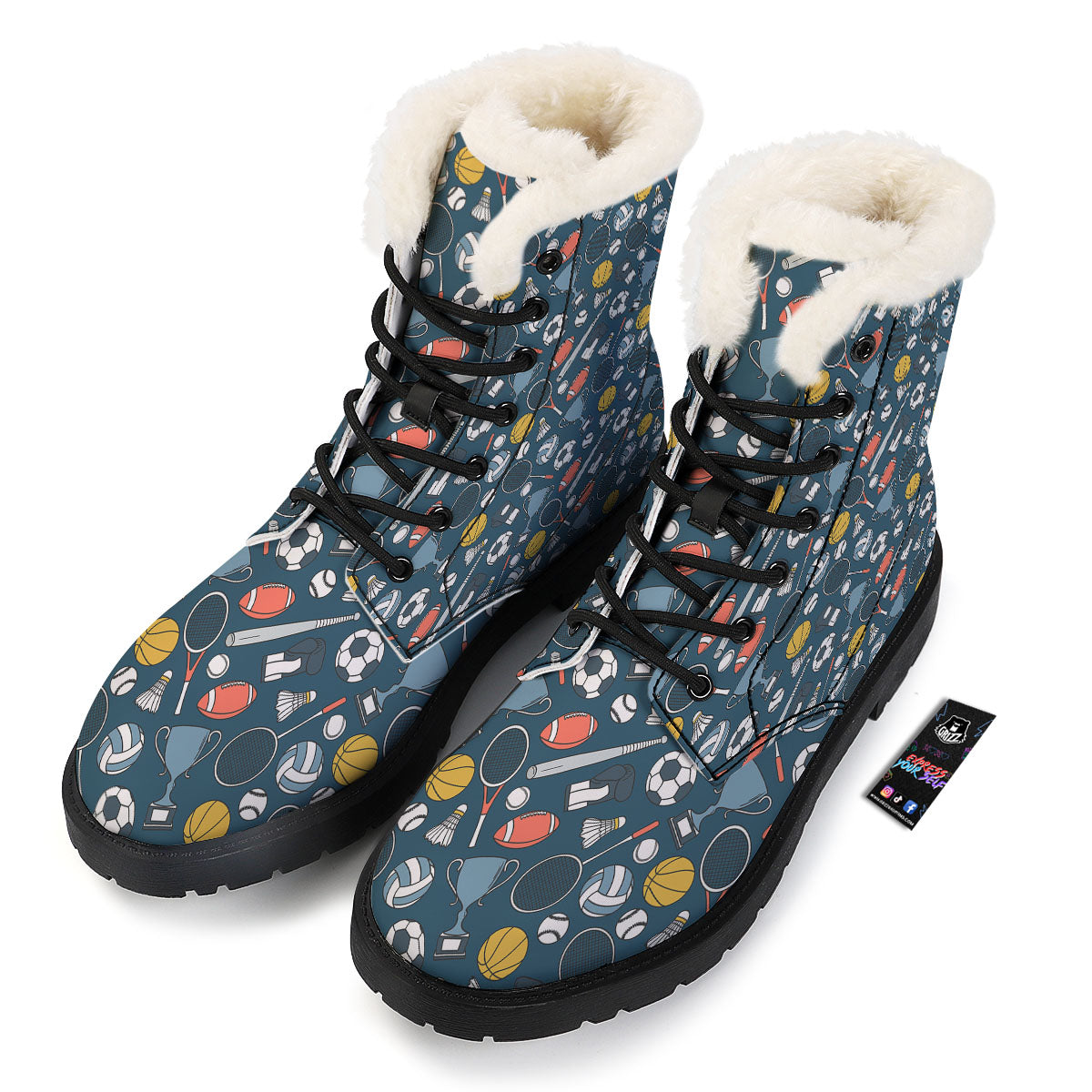 Sport Lacrosse Print Pattern Winter Boots-grizzshop