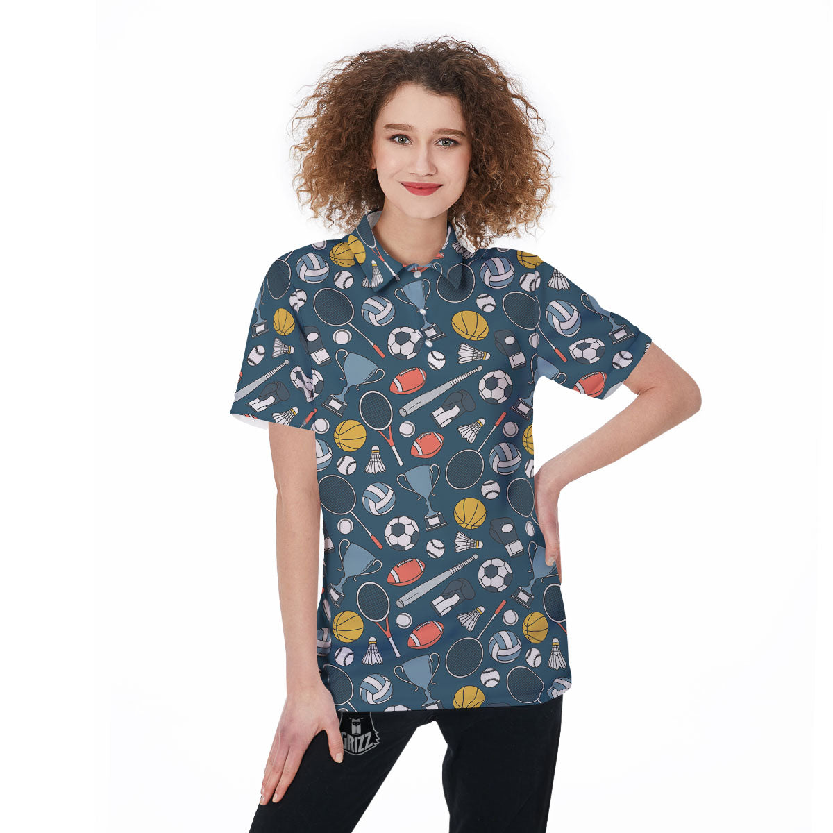 Sport Lacrosse Print Pattern Women's Golf Shirts-grizzshop