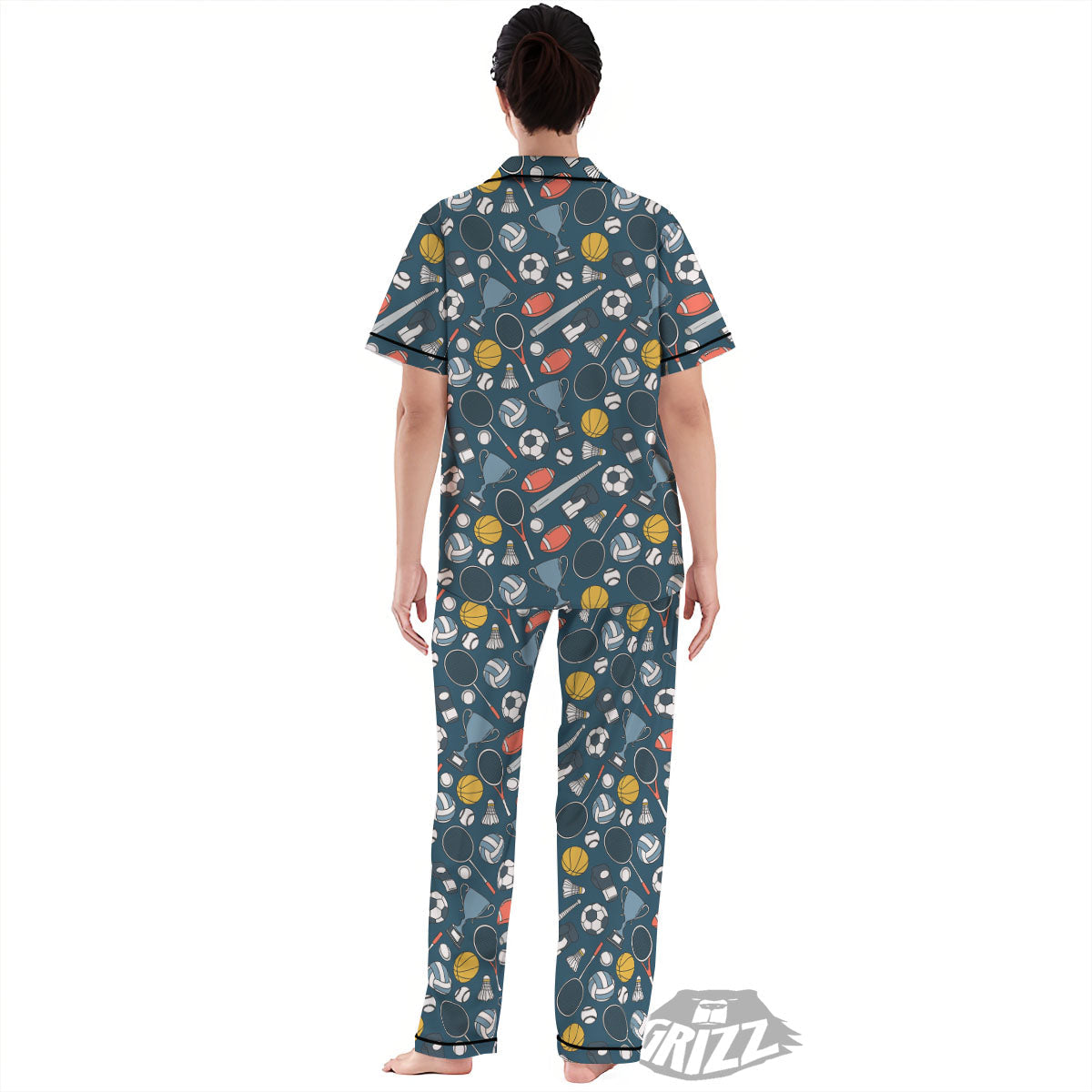 Sport Lacrosse Print Pattern Women's Pajamas Set-grizzshop