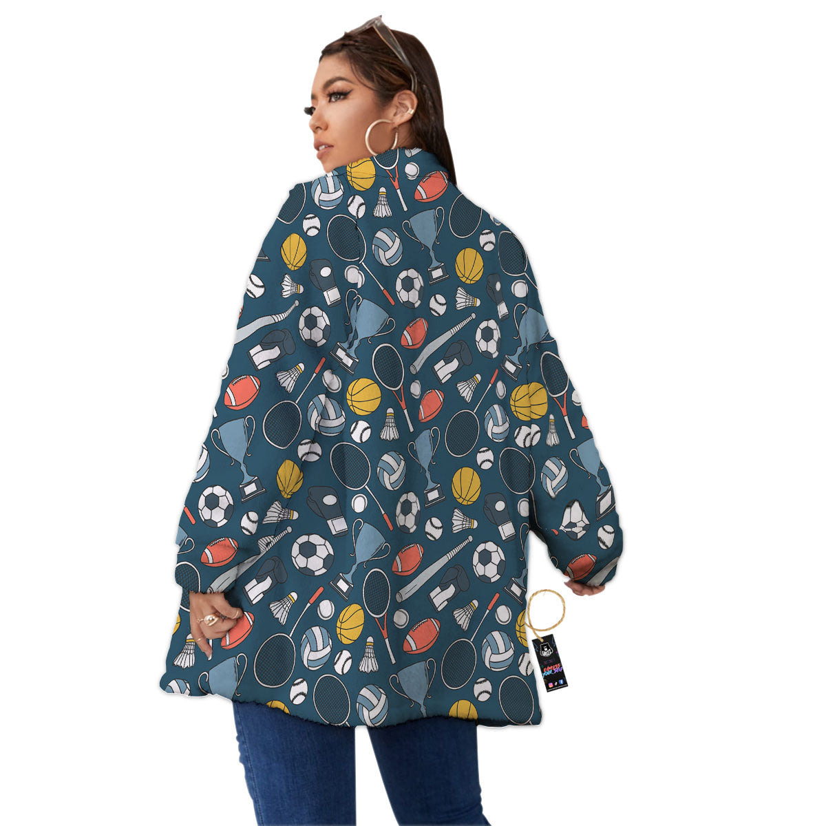 Sport Lacrosse Print Pattern Women's Sherpa Jacket-grizzshop