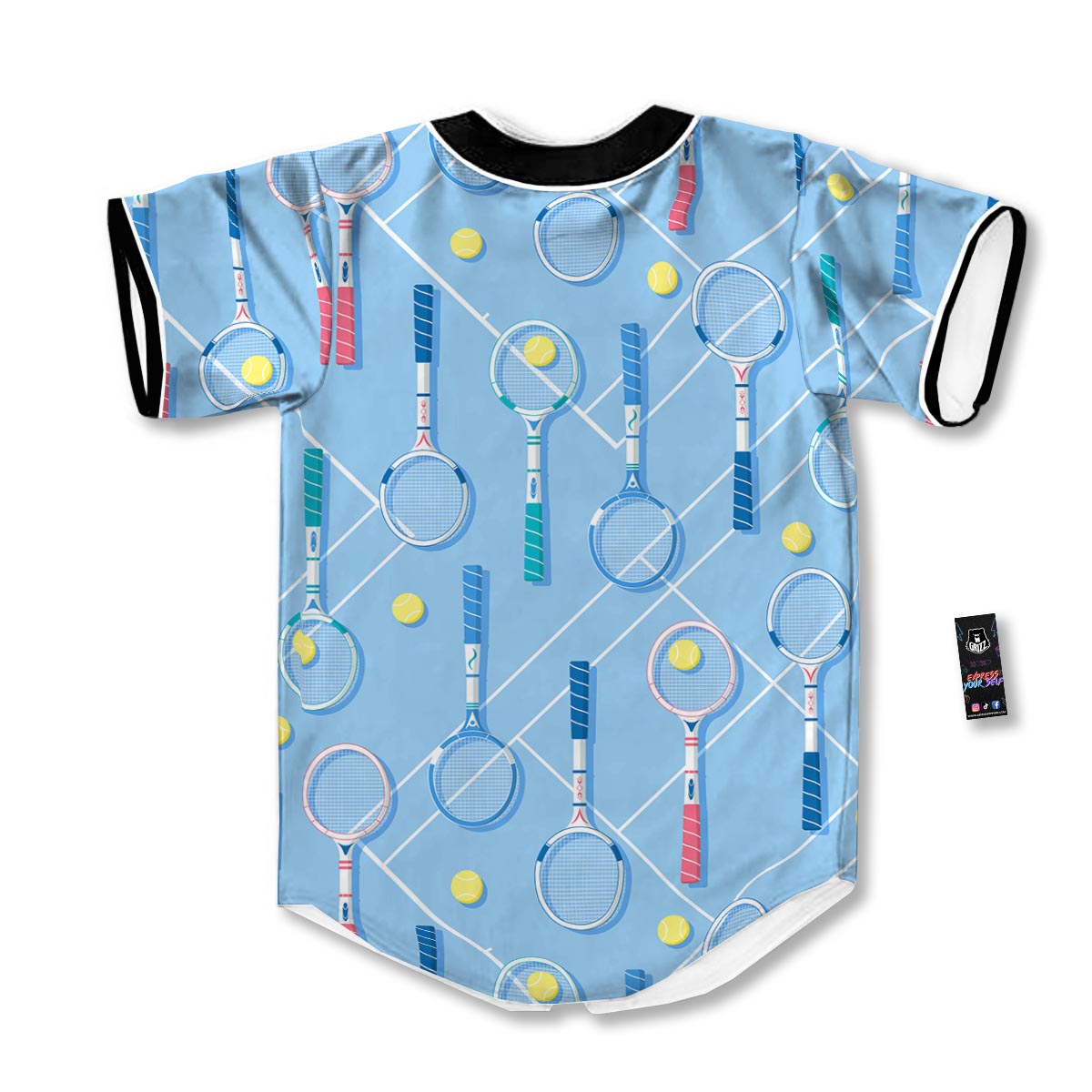 Sport Tennis Print Pattern Baseball Jersey-grizzshop