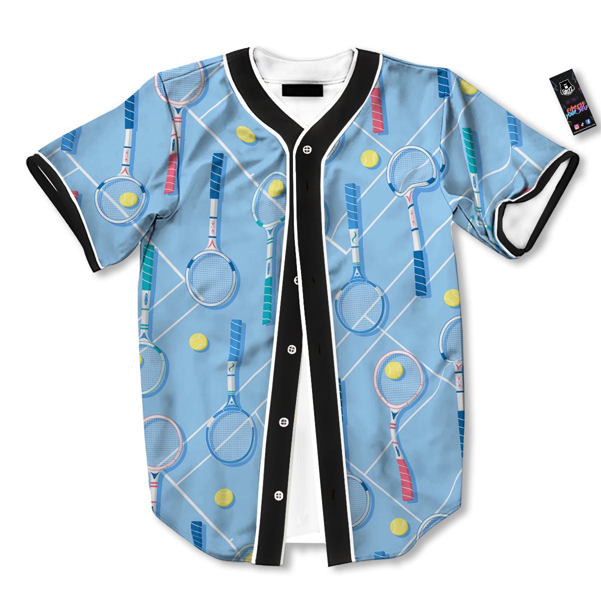 Sport Tennis Print Pattern Baseball Jersey-grizzshop