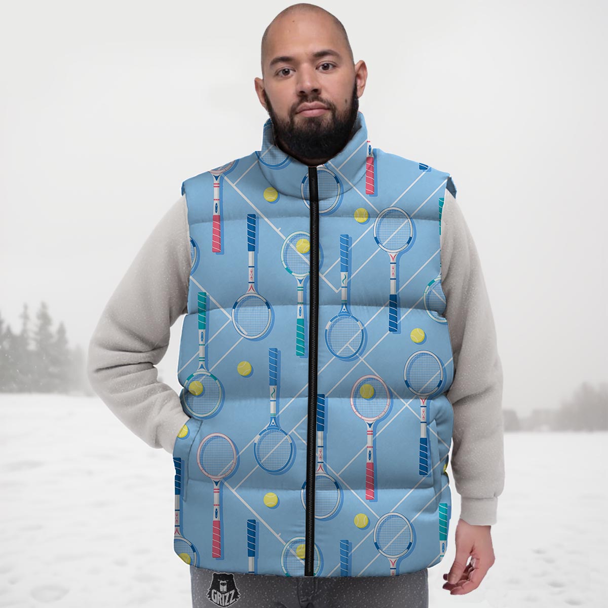 Sport Tennis Print Pattern Down Vest