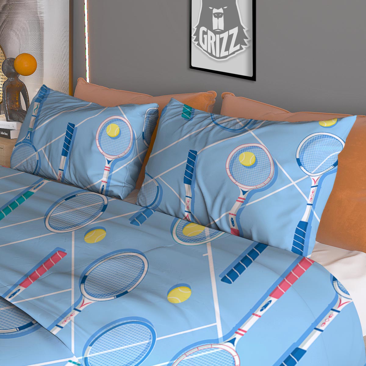 Sport Tennis Print Pattern Duvet Cover Bedding Set
