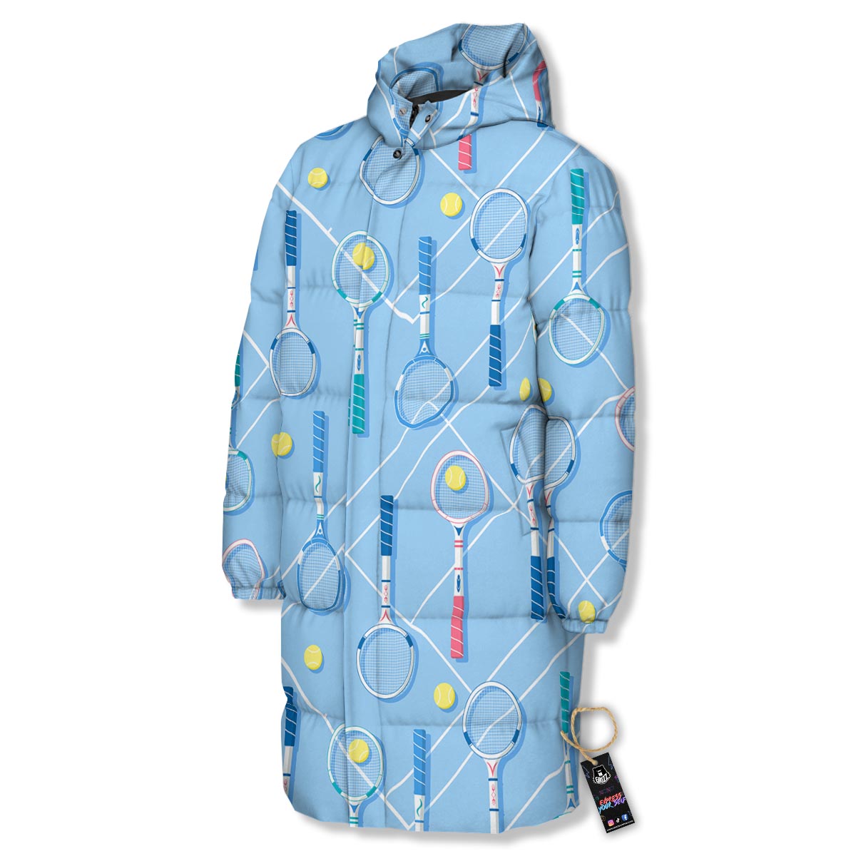 Sport Tennis Print Pattern Long Down Jacket-grizzshop