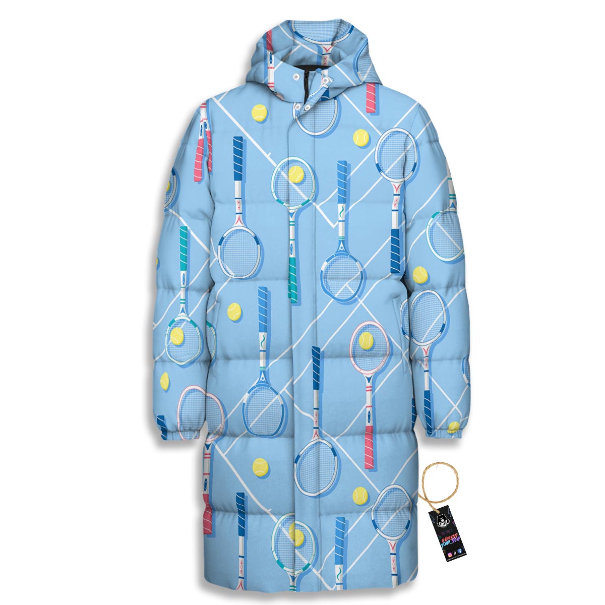 Sport Tennis Print Pattern Long Down Jacket-grizzshop