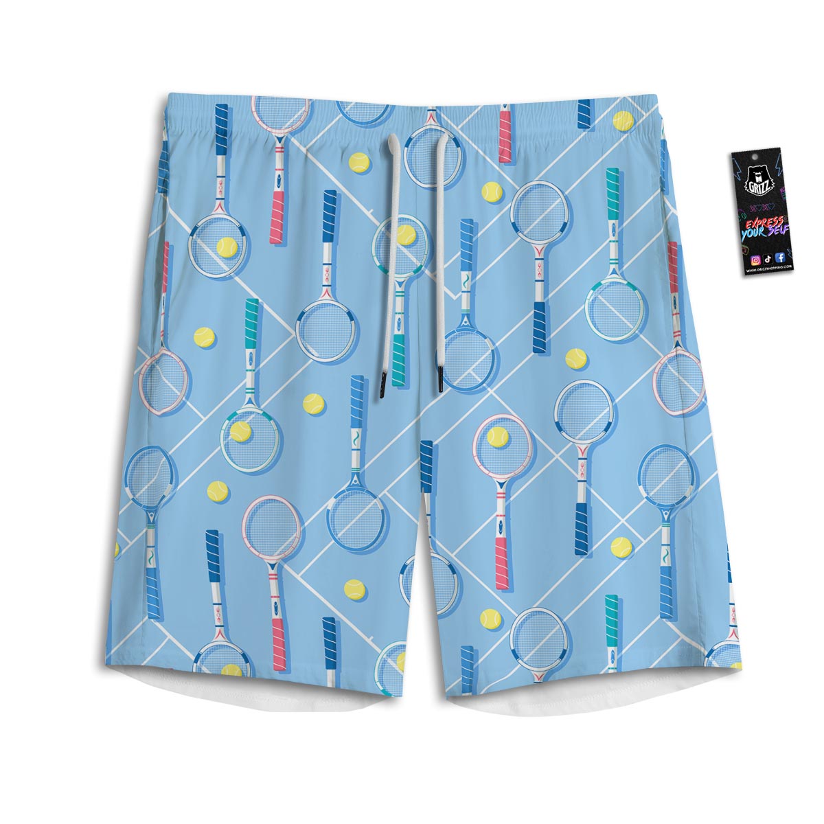 Sport Tennis Print Pattern Men's Athletic Shorts