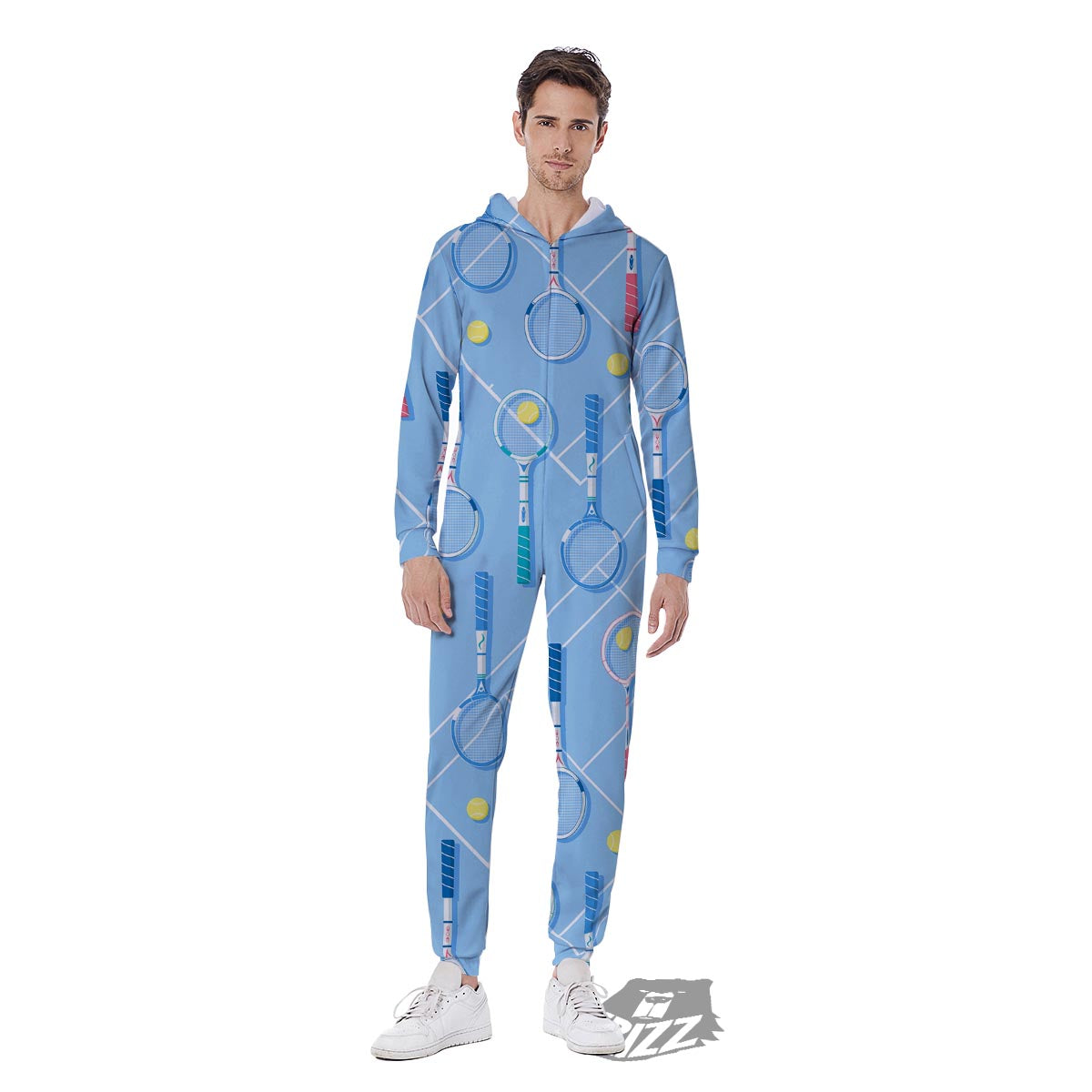Sport Tennis Print Pattern Men's Jumpsuit-grizzshop