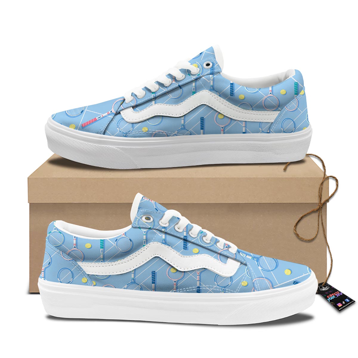Sport Tennis Print Pattern Skate Shoes-grizzshop