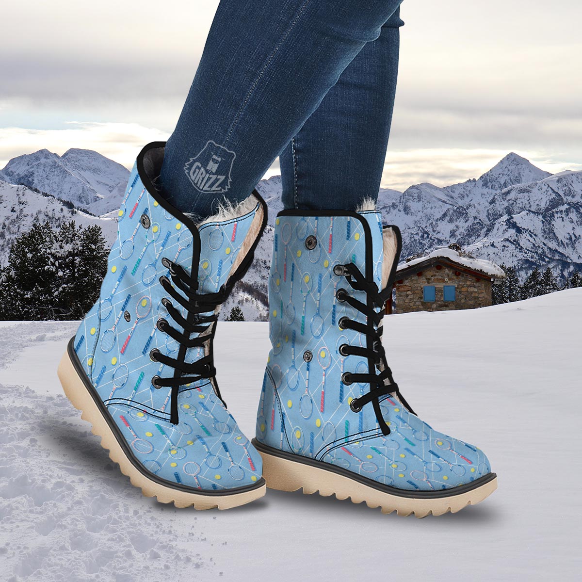 Sport Tennis Print Pattern Snow Boots-grizzshop