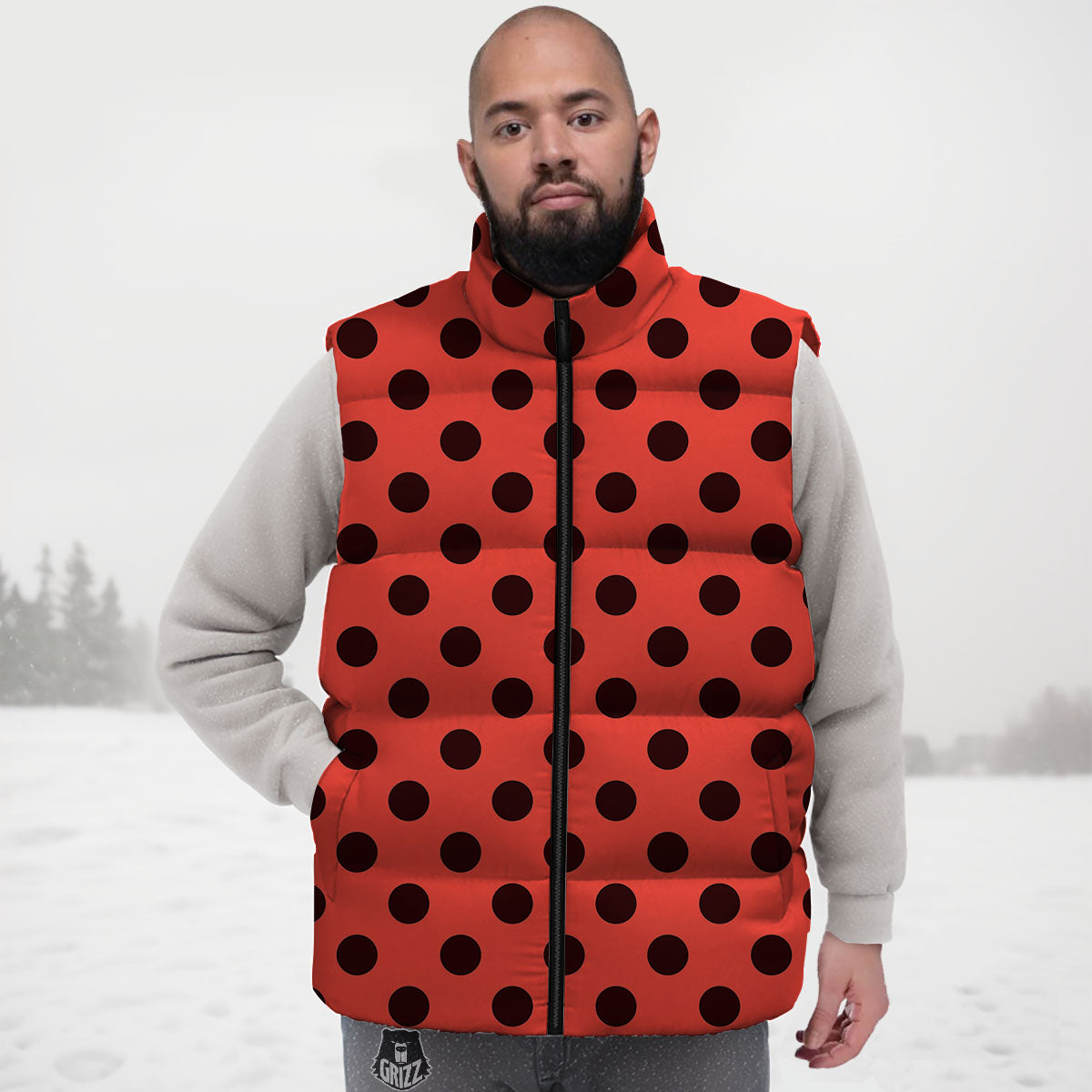 Spots Ladybug Print Pattern Down Vest-grizzshop