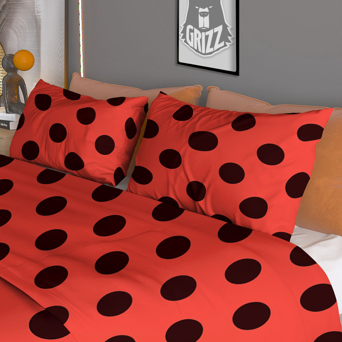 Spots Ladybug Print Pattern Duvet Cover Bedding Set-grizzshop