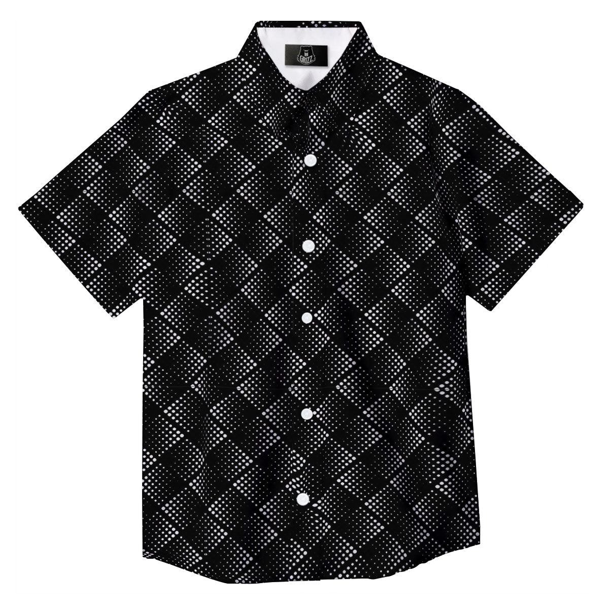 Square Dot Geometric Print Pattern Button Up Shirt-grizzshop