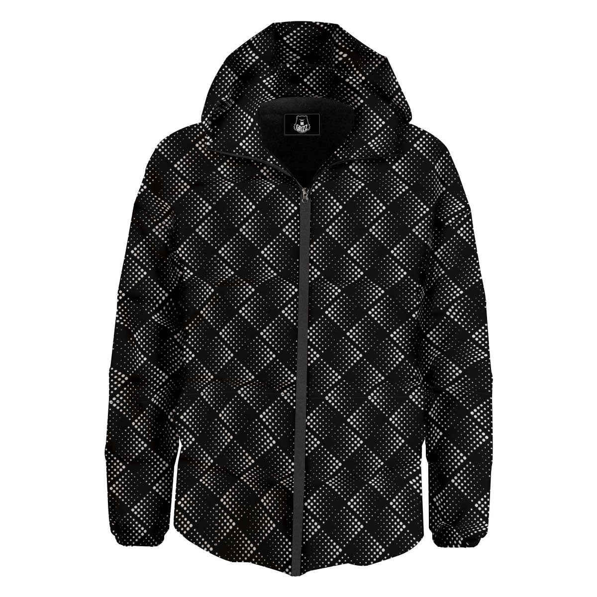 Square Dot Geometric Print Pattern Down Jacket-grizzshop