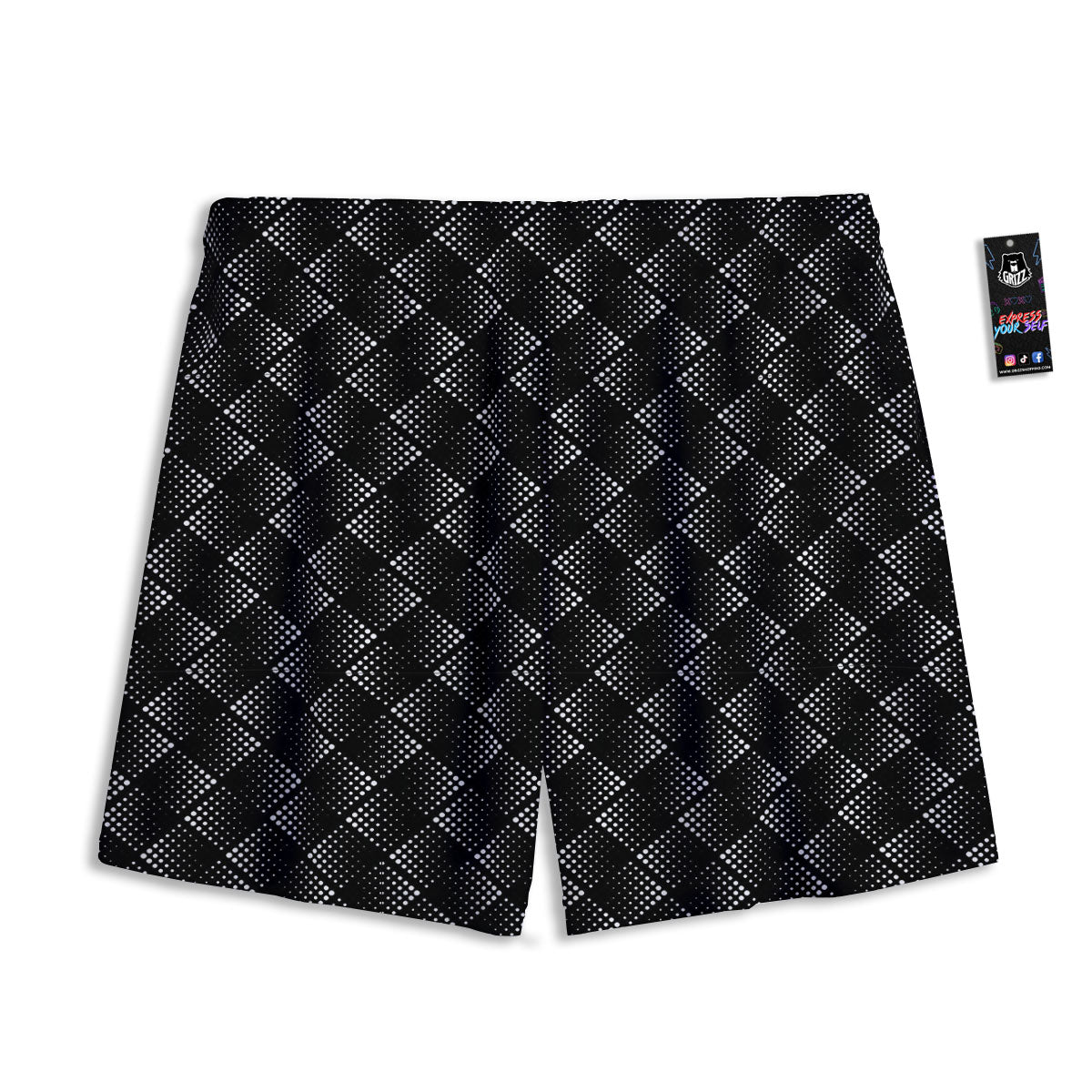Square Dot Geometric Print Pattern Mesh Shorts-grizzshop