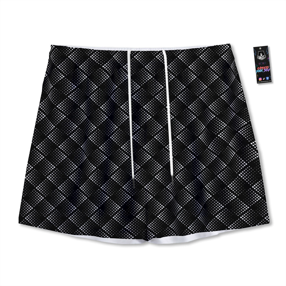 Square Dot Geometric Print Pattern Mesh Shorts-grizzshop
