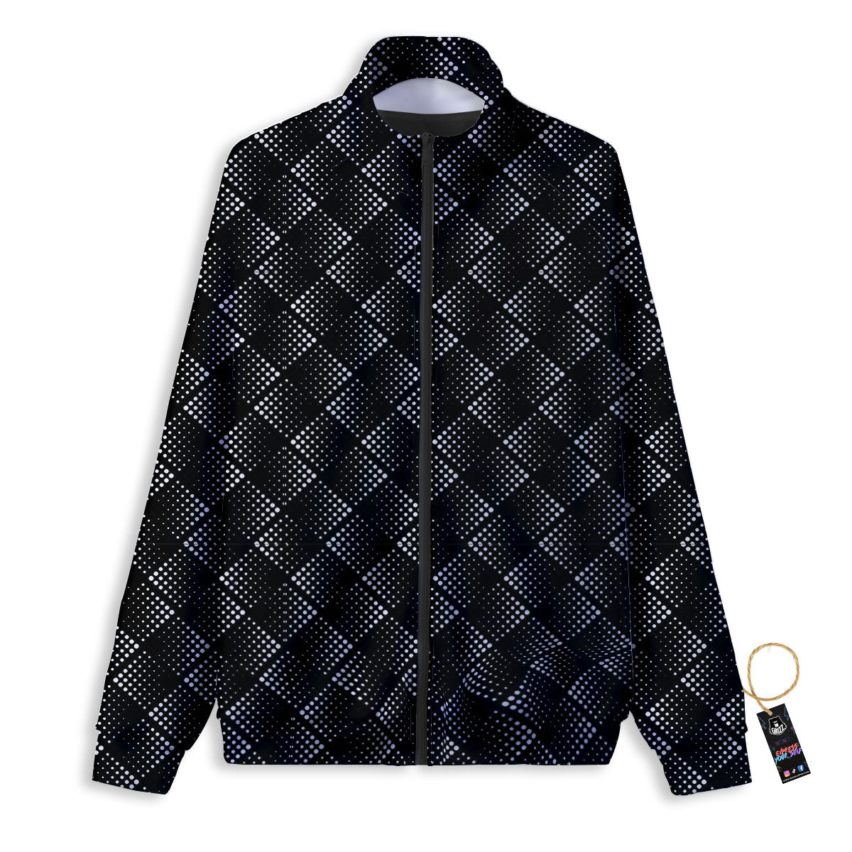 Square Dot Geometric Print Pattern Track Jacket-grizzshop