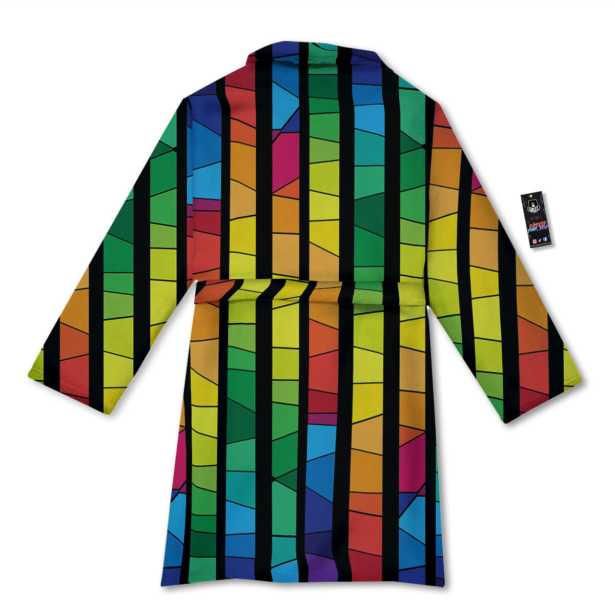 Square Stained Glass Mosaic Print Bathrobe-grizzshop